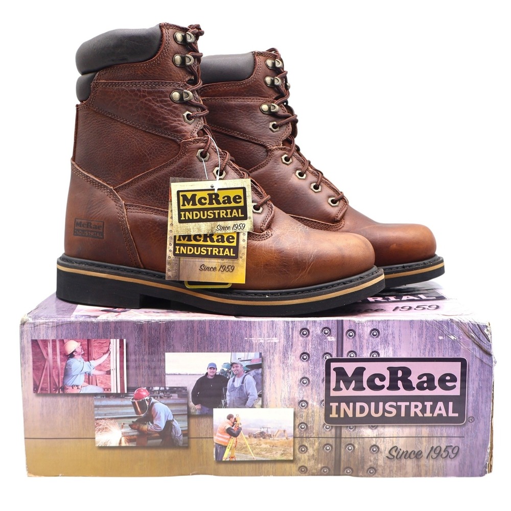 McRae Industrial Work Boots Mens 9.5 Brown Leather EH NST Lace Up MR88122 NEW